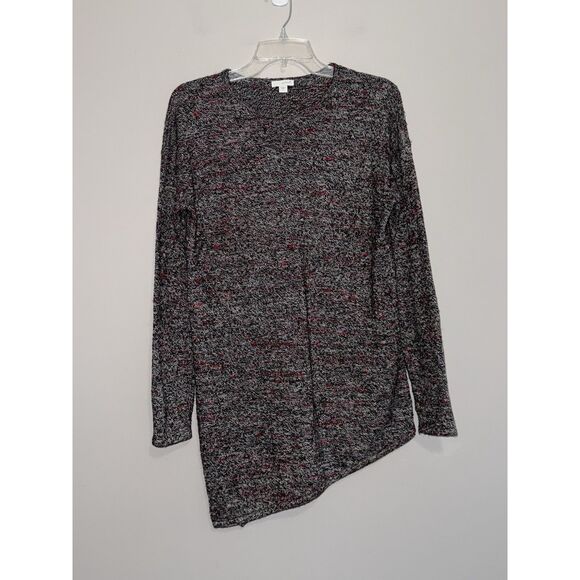 Pure J Jill Marled Asymmetrical Hem Sweater Small Black Red White Wool Cashmere - Picture 14 of 16
